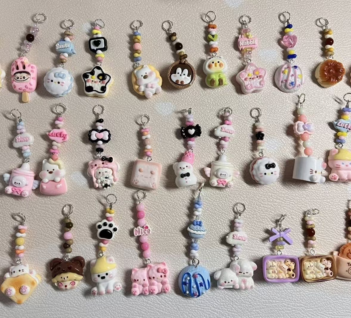 AA DIY Keychain Phone Charm Cartoon Cute Resin Phone Strap Pendant Creative(choose on livesteam)