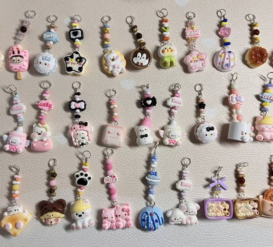 AA DIY Keychain Phone Charm Cartoon Cute Resin Phone Strap Pendant Creative(choose on livesteam)