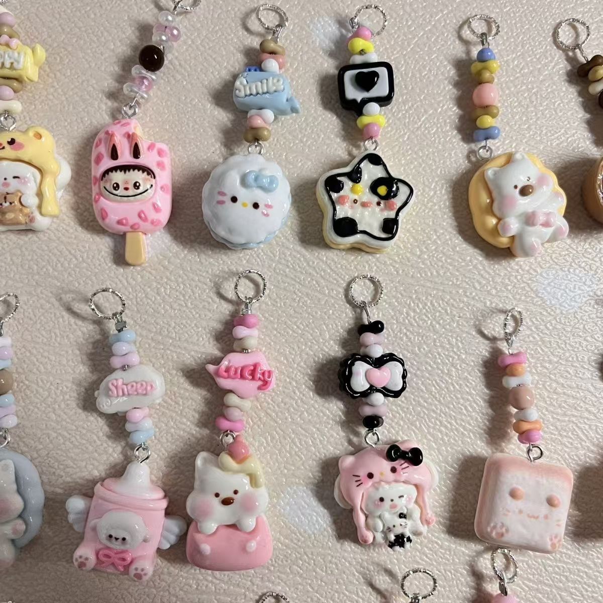 AA DIY Keychain Phone Charm Cartoon Cute Resin Phone Strap Pendant Creative(choose on livesteam)