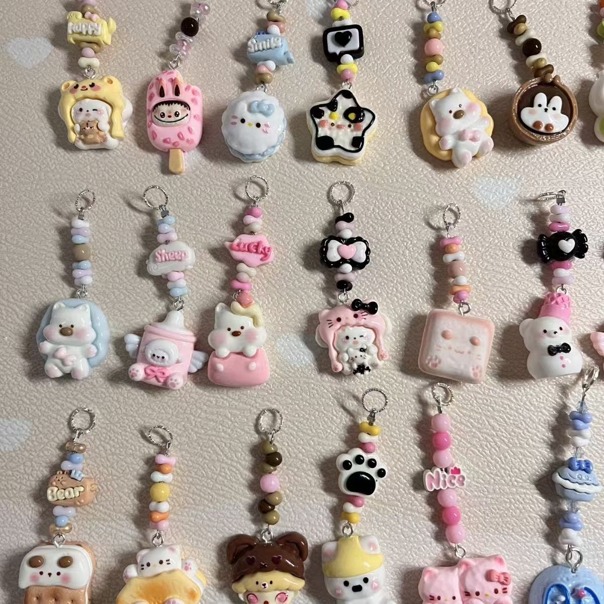 AA DIY Keychain Phone Charm Cartoon Cute Resin Phone Strap Pendant Creative(choose on livesteam)