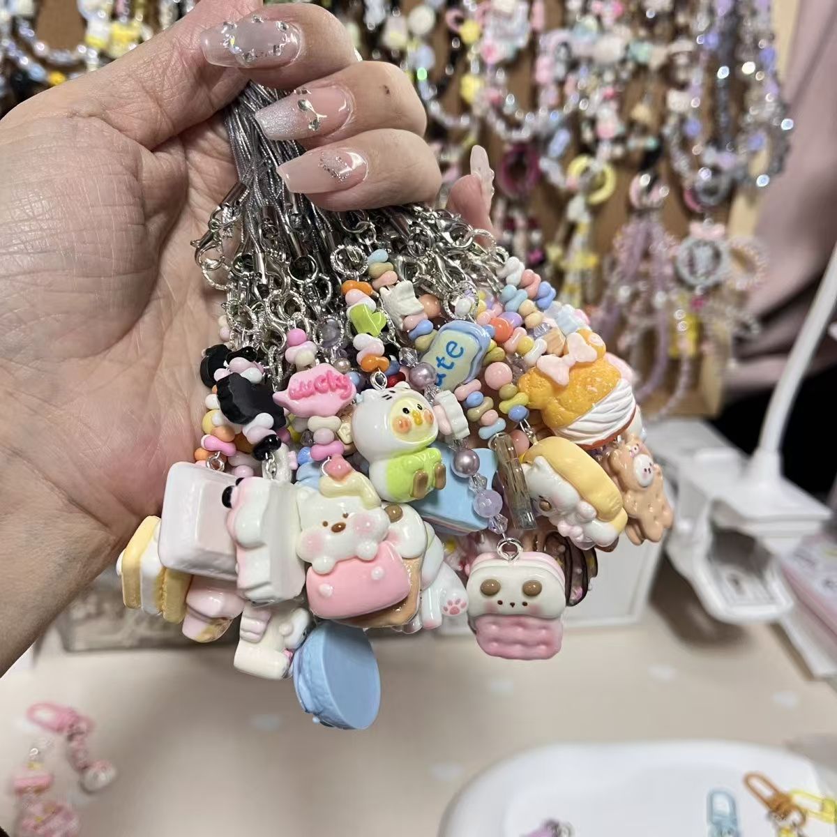 AA DIY Keychain Phone Charm Cartoon Cute Resin Phone Strap Pendant Creative(choose on livesteam)