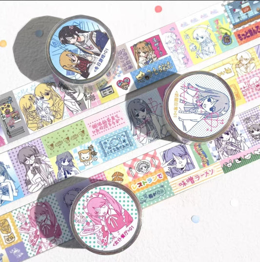 Sleepwalking Slice Die-Cut PET Glitter Sticker Roll ,Cute Dreamcore Girl Graffiti for Scrapbook DIY Decoration