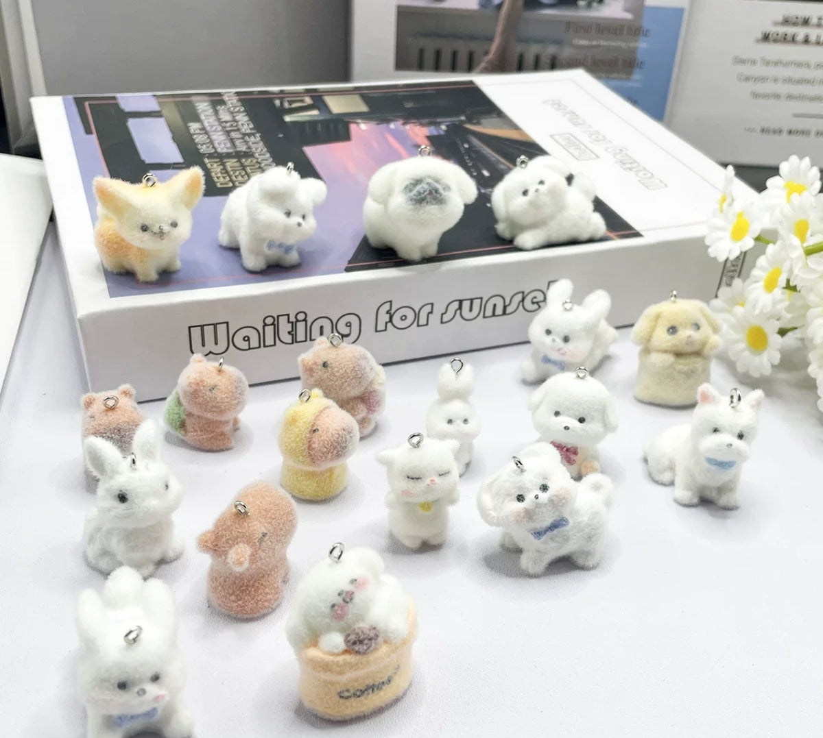 Flocked Resin Cute Pet Animal DIY Jewelry Accessories, Charms for Phone Straps & Bag Pendants Decorations